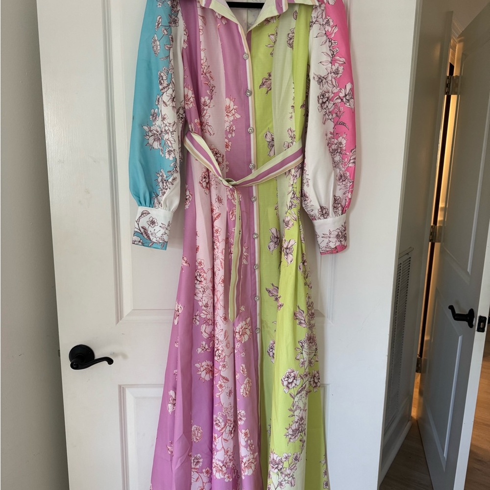 Floral Colorblock Maxi Dress